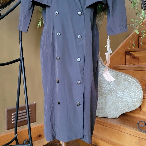 NEW Vintage 80s Dress Michael Blair Double Breasted Trench Long Layered Look S - Picture 3 of 11